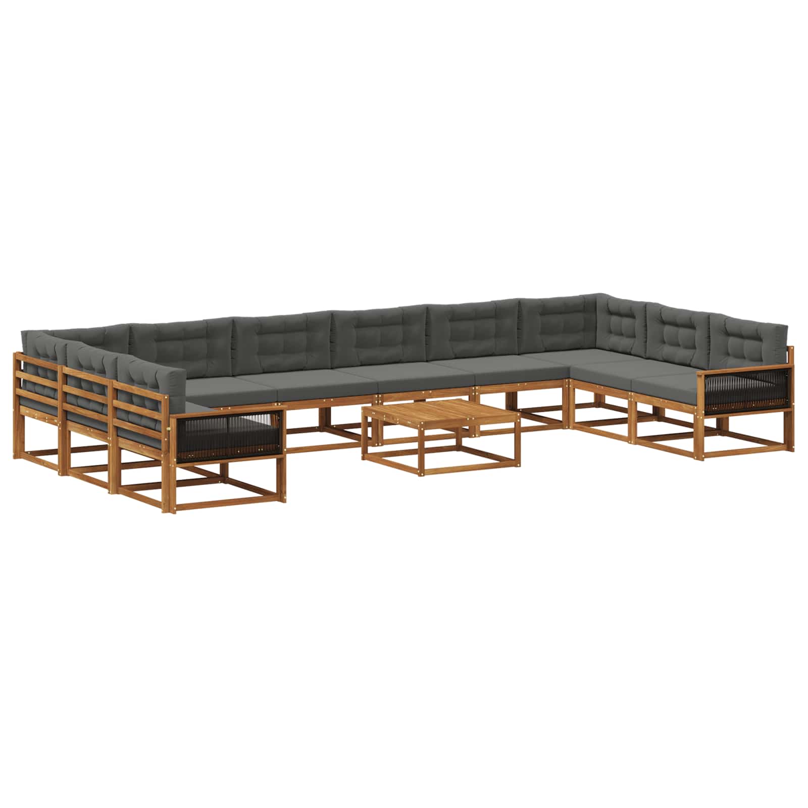 Outdoor-Sofagarnitur mit Kissen 11 pcs Natur und Anthrazit