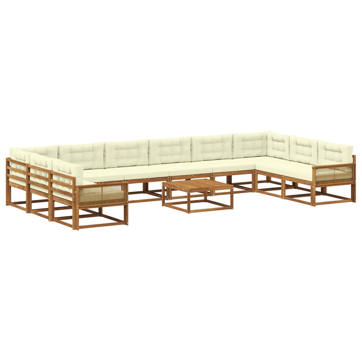 Outdoor-Sofagarnitur mit Kissen 11 pcs Natur und Creme