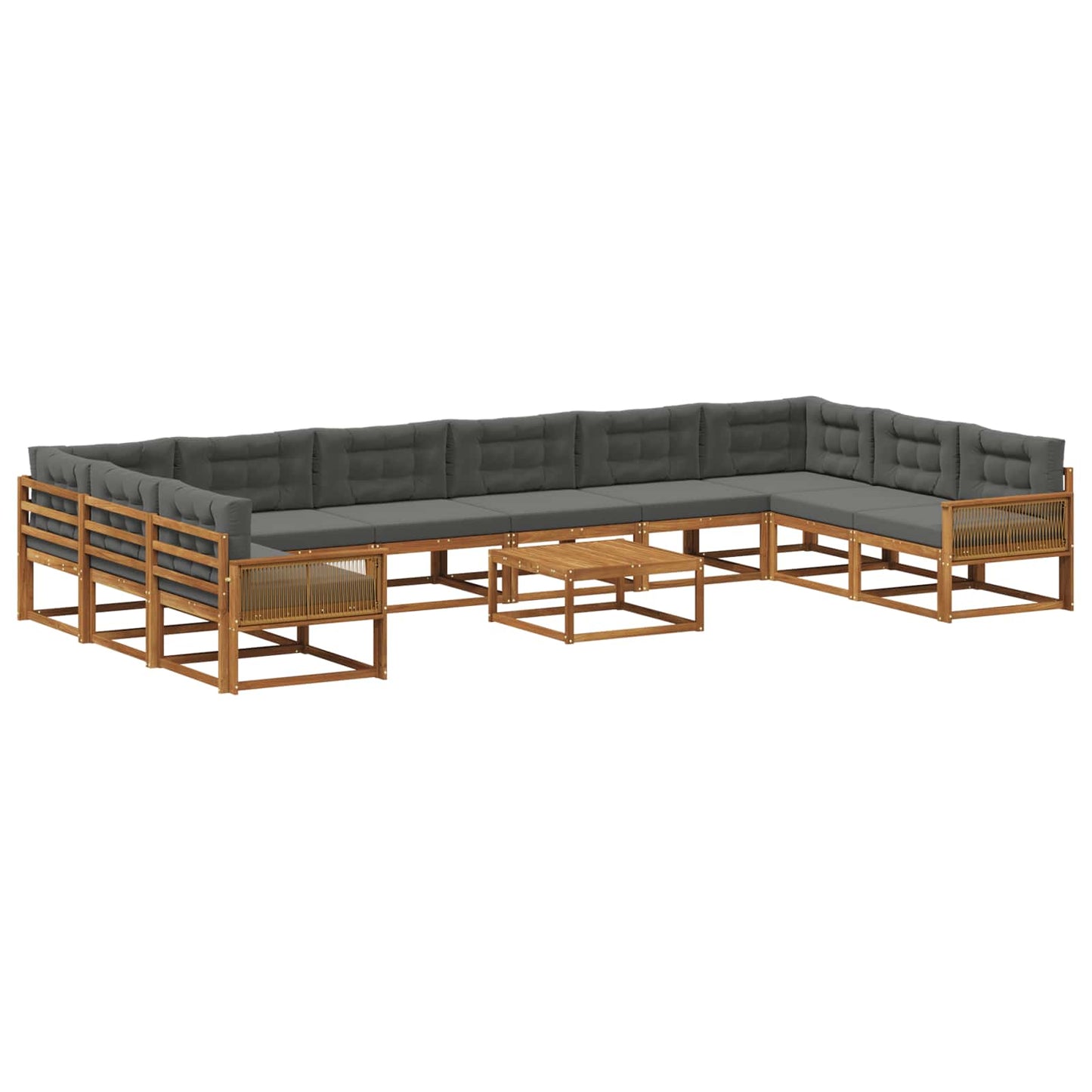 Outdoor-Sofagarnitur mit Kissen 11 pcs Natur und Anthrazit