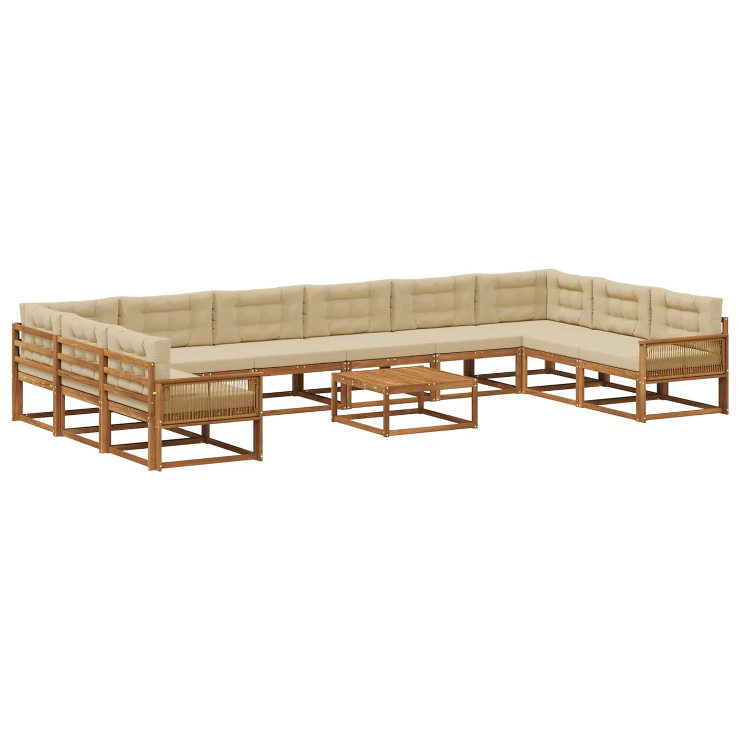 Outdoor-Sofagarnitur mit Kissen 11 pcs Natur und Beige