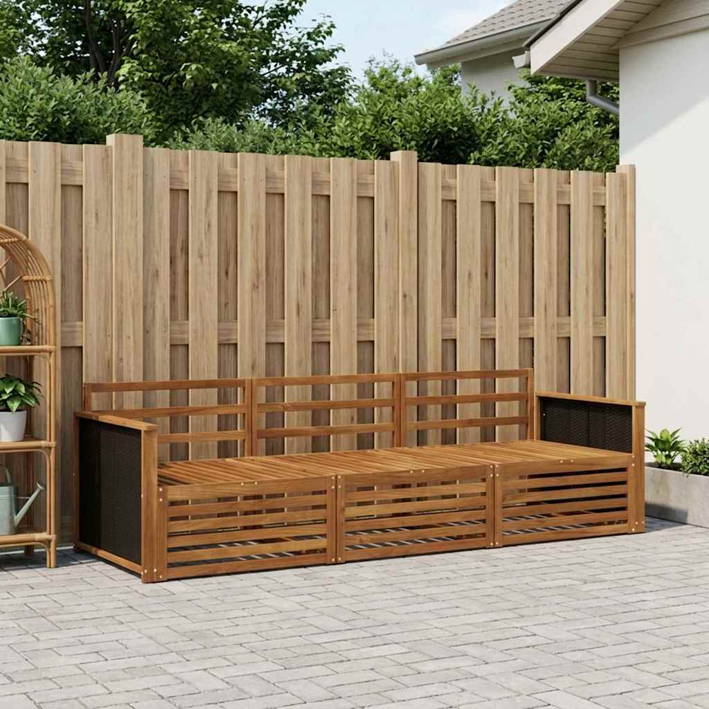 Outdoor-Sofagarnitur 3 pcs Natur Massivholz Akazie