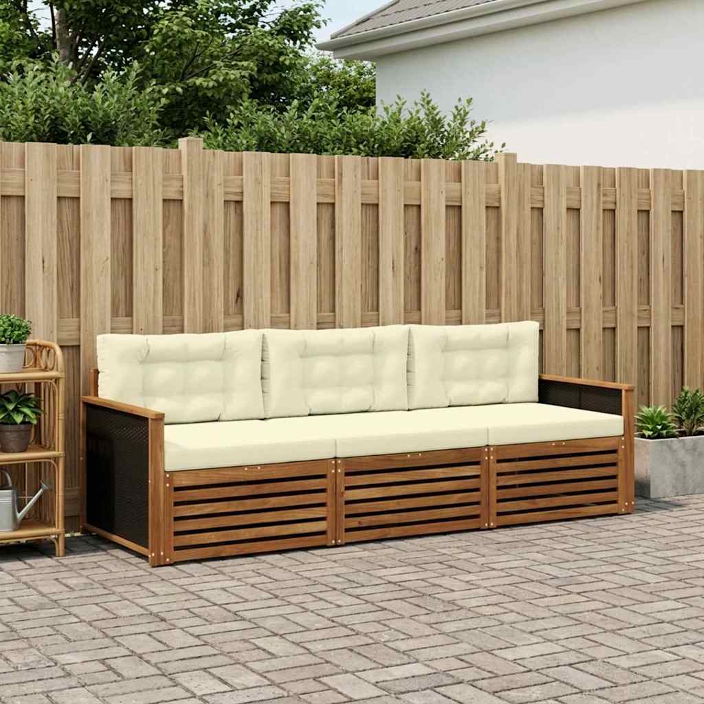 Outdoor-Sofagarnitur 3 pcs Natur und Creme Polyester