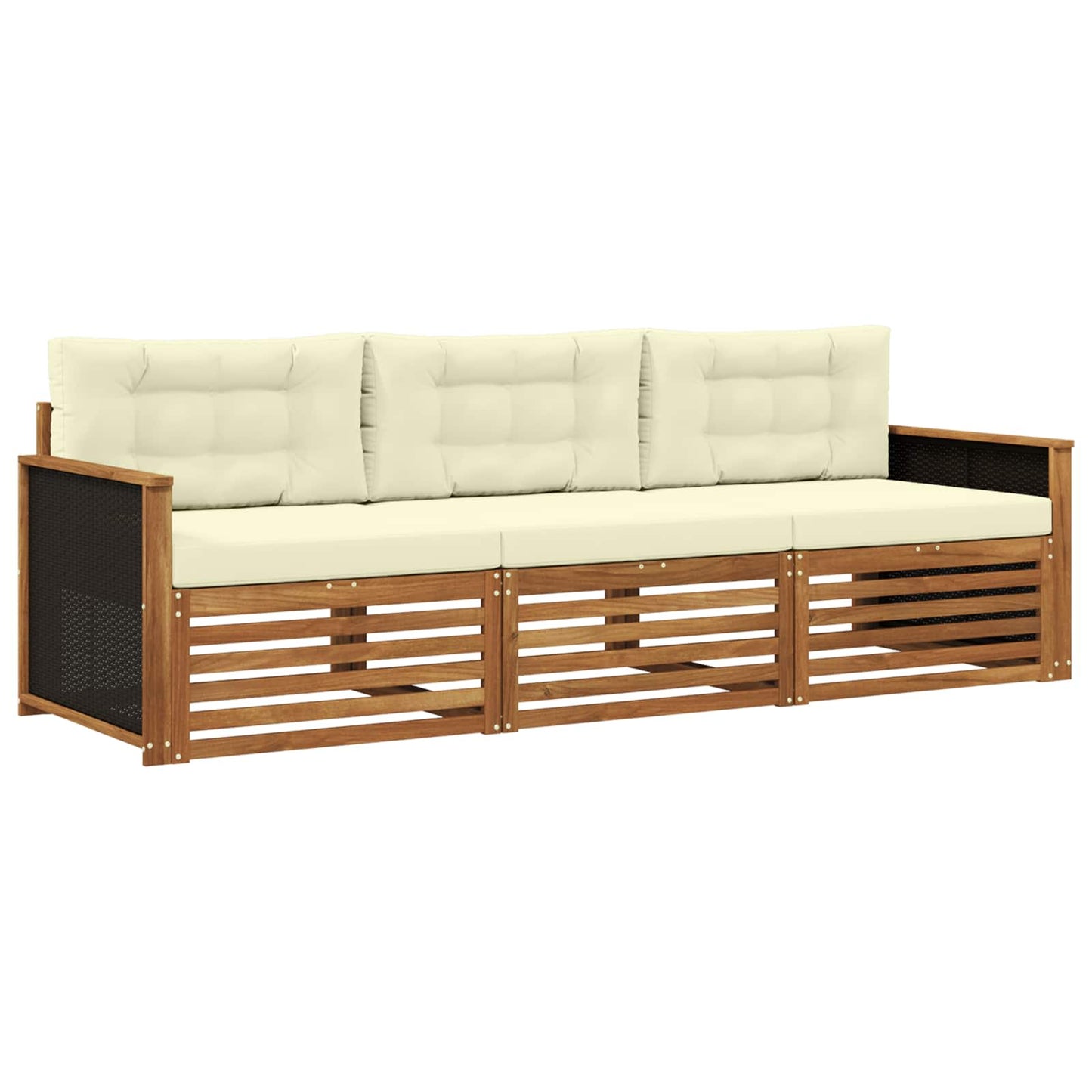 Outdoor-Sofagarnitur 3 pcs Natur und Creme Polyester