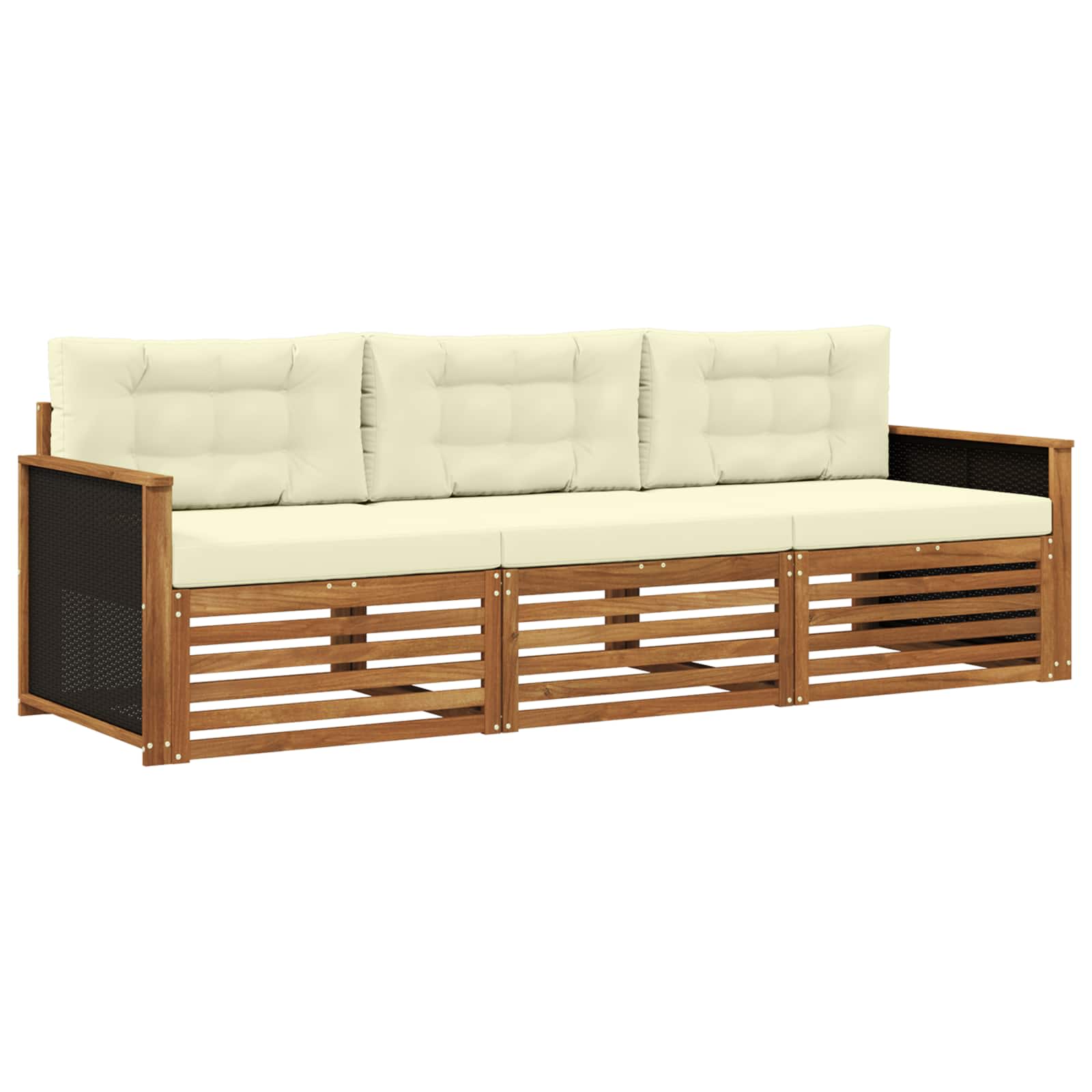 Outdoor-Sofagarnitur 3 pcs Natur und Creme Polyester