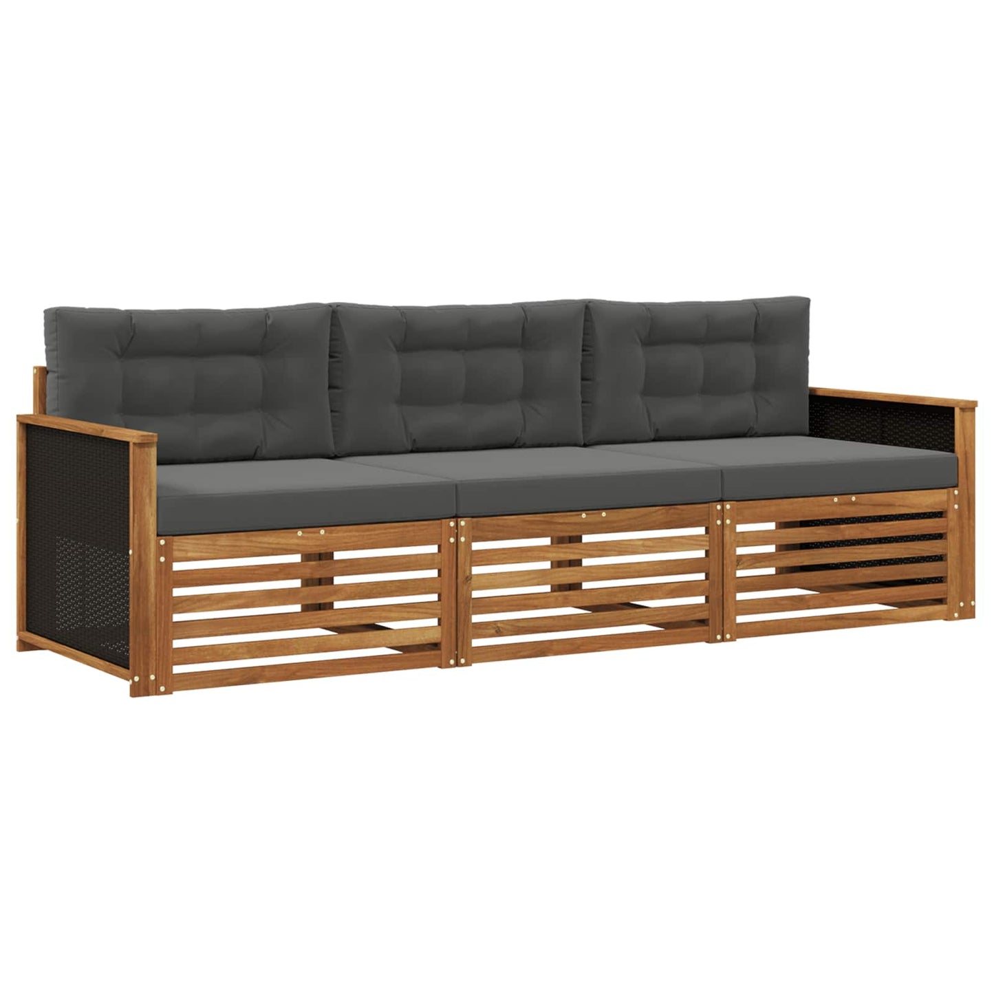 Outdoor-Sofagarnitur 3 pcs Natur und Anthrazit Polyester
