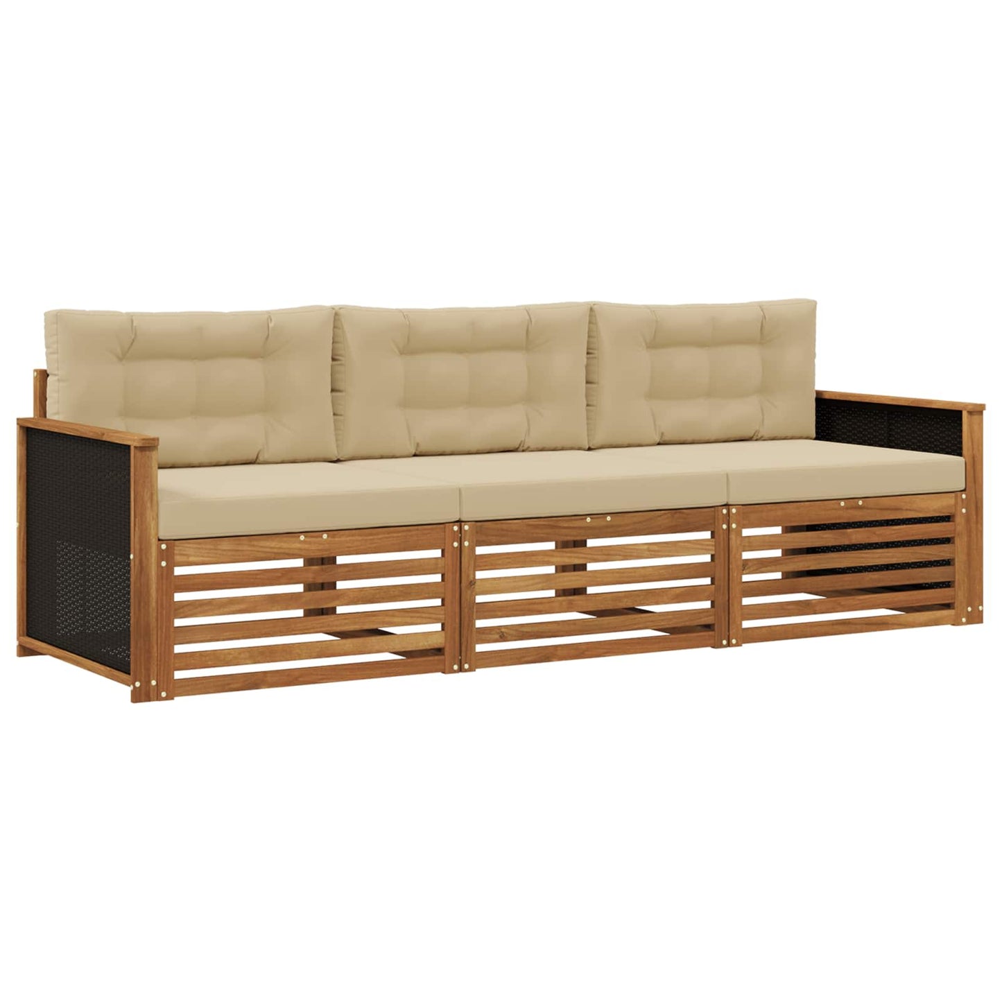 Outdoor-Sofagarnitur 3 pcs Natur und Beige Polyester