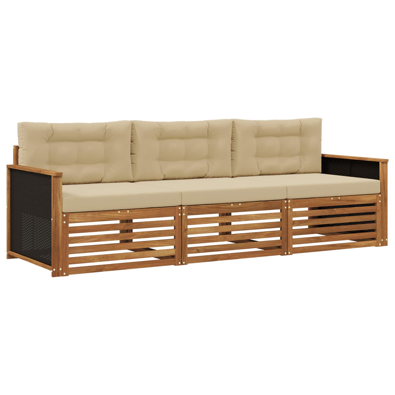 Outdoor-Sofagarnitur 3 pcs Natur und Beige Polyester