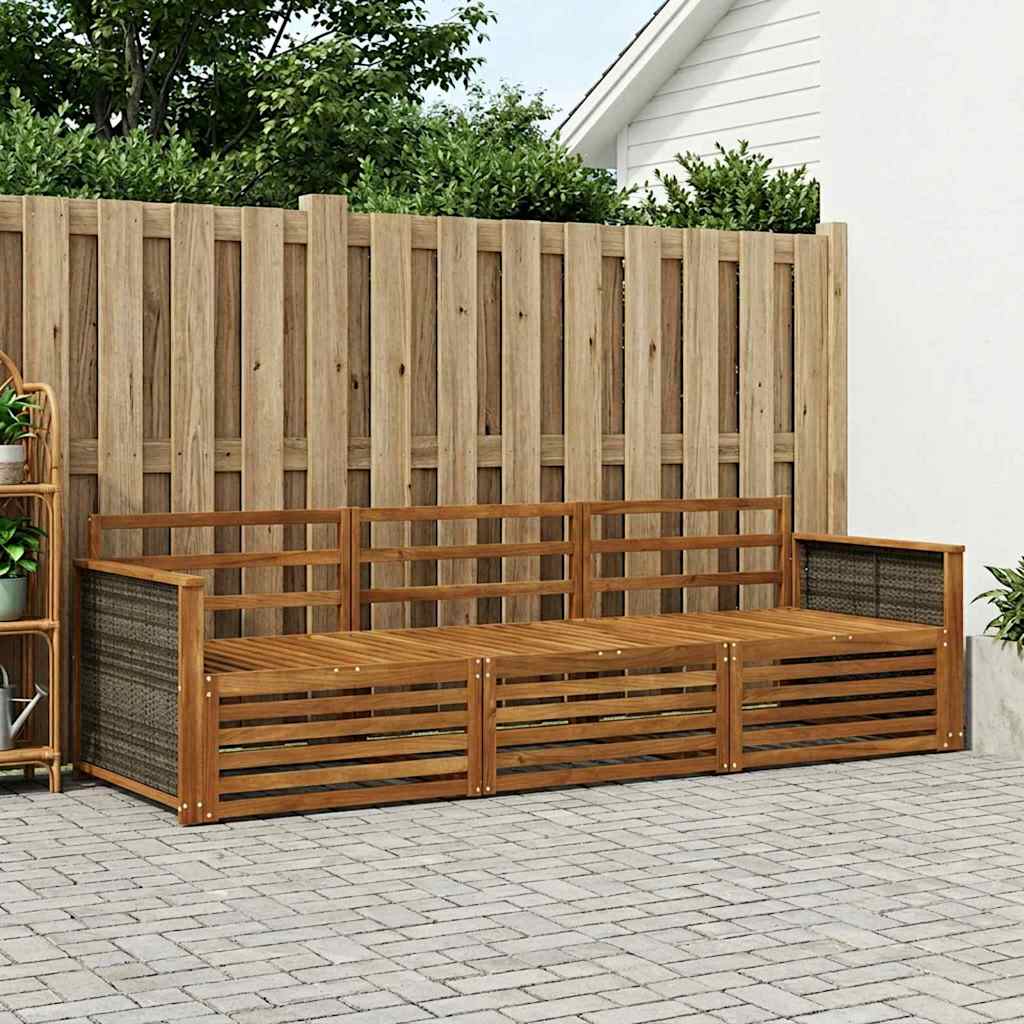 Outdoor-Sofagarnitur 3 pcs Natur Massivholz Akazie