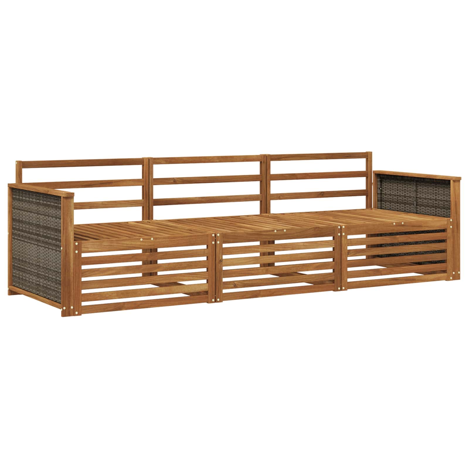 Outdoor-Sofagarnitur 3 pcs Natur Massivholz Akazie