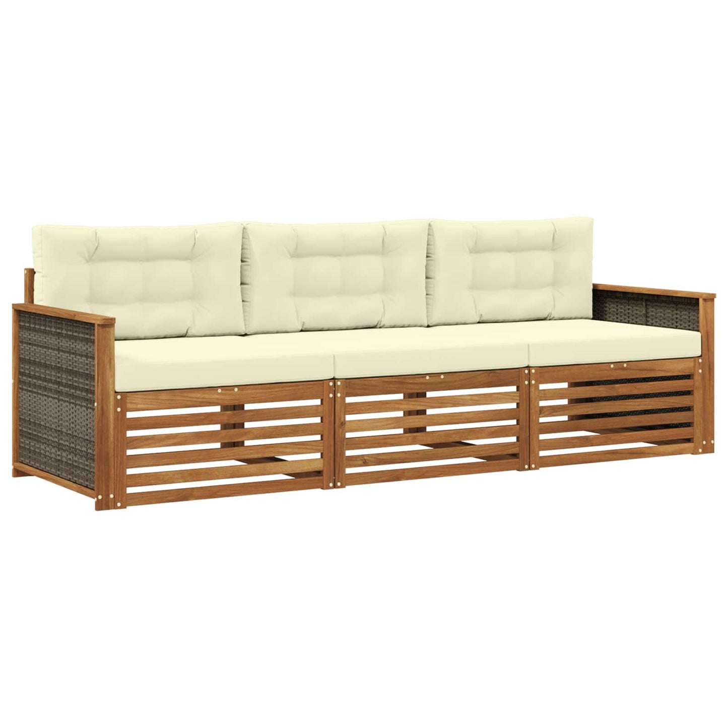 Outdoor-Sofagarnitur 3 stk. Natur und Creme