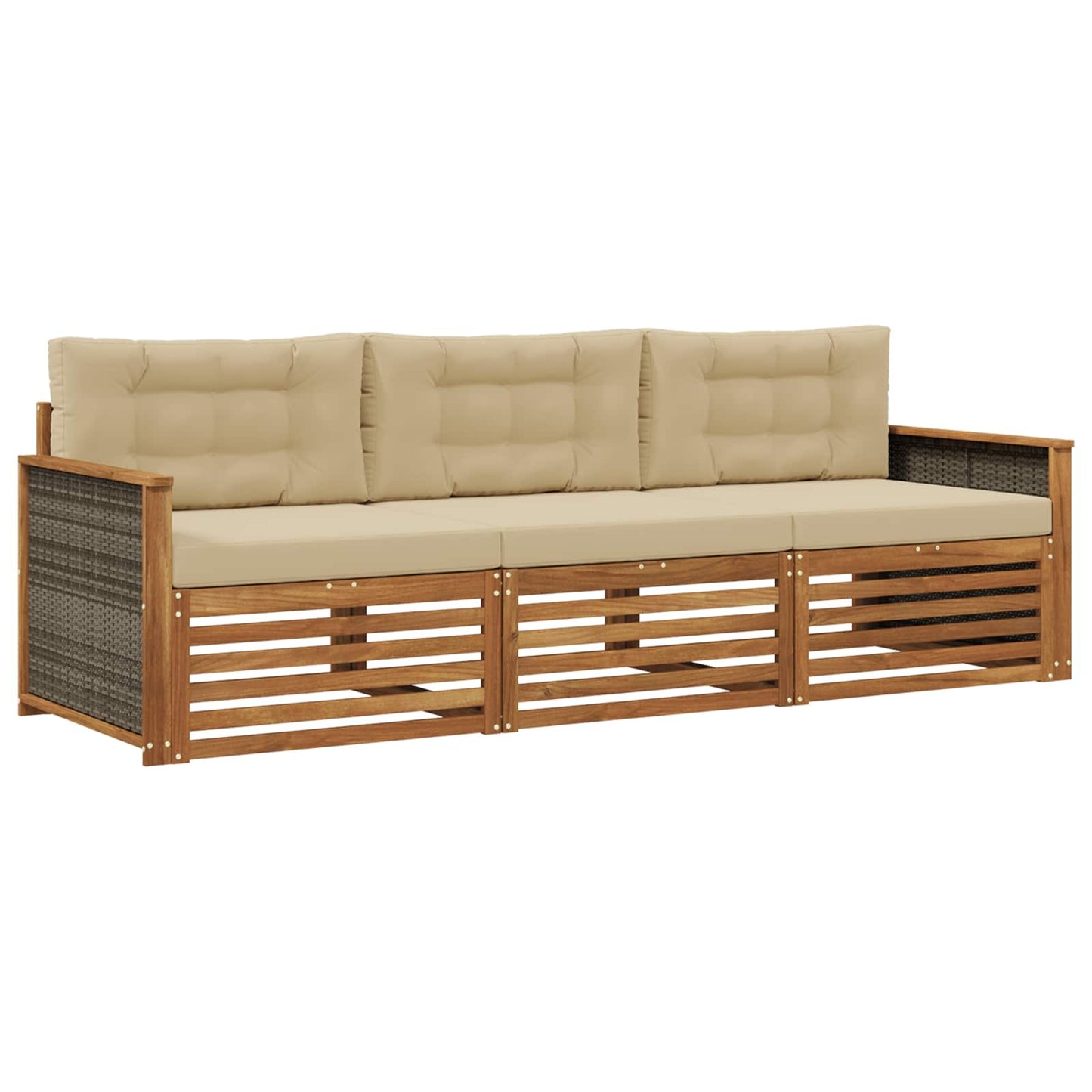 Outdoor-Sofagarnitur mit Kissen 3 pcs Natur und Beige
