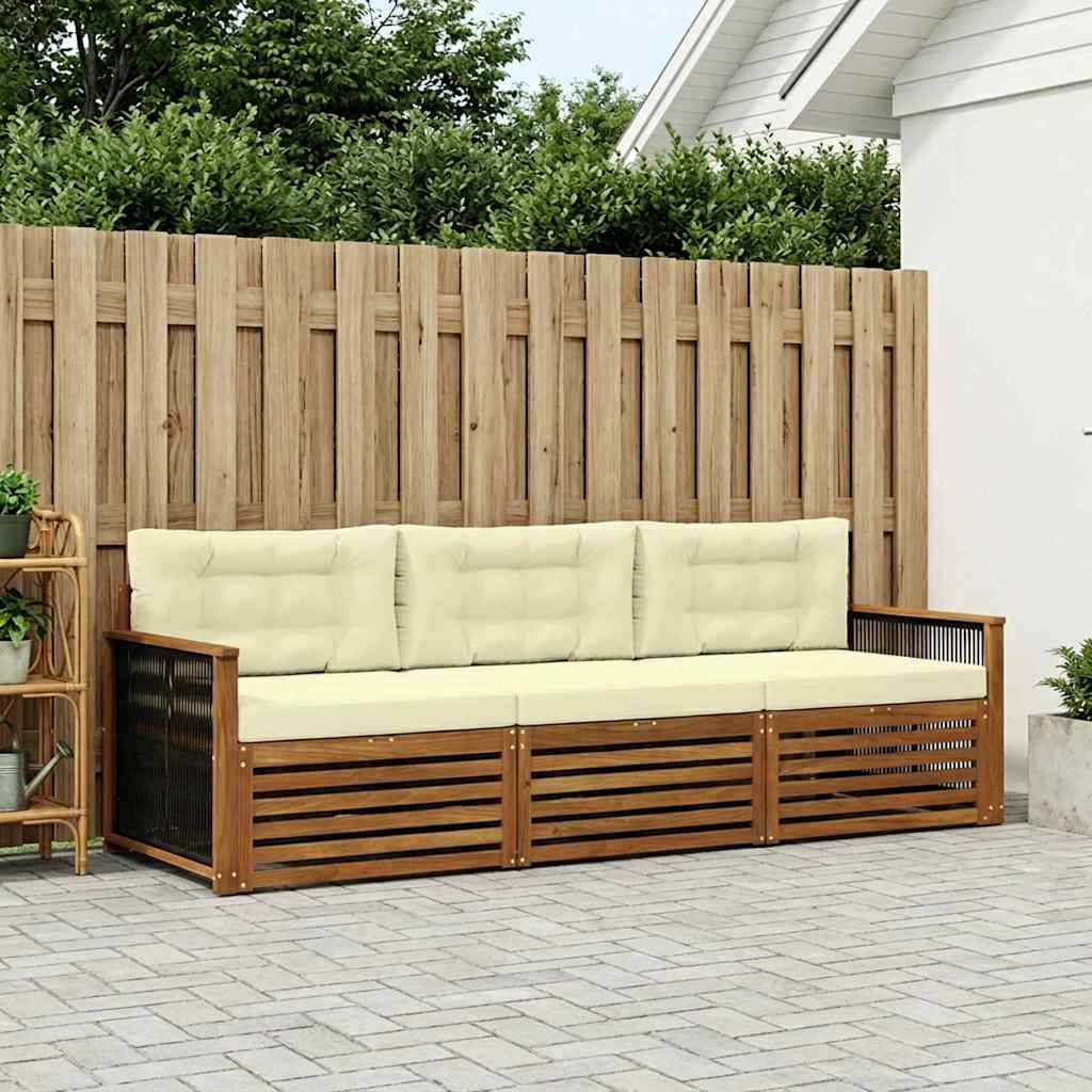 Outdoor-Sofagarnitur 3 stk. Natur und Creme