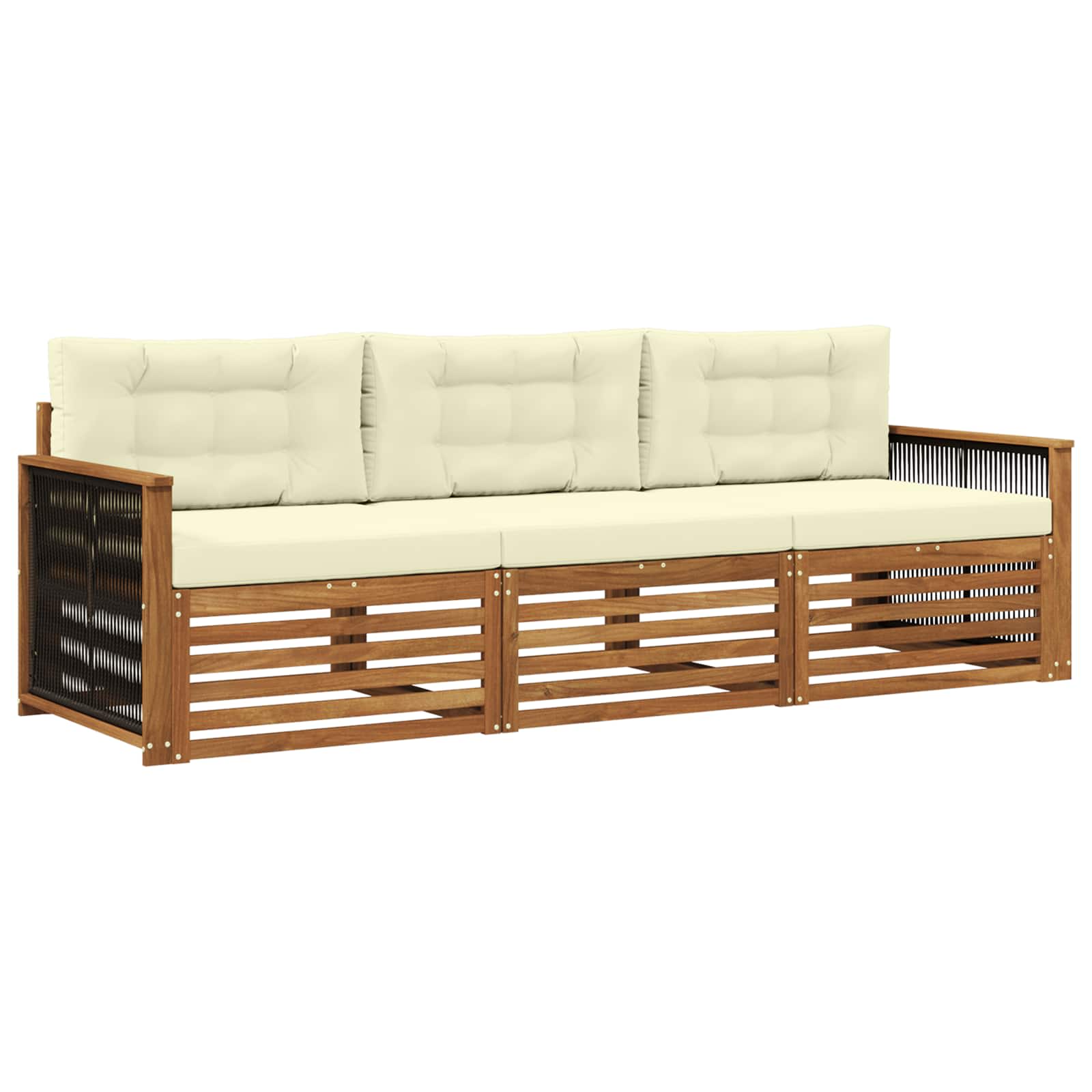 Outdoor-Sofagarnitur 3 stk. Natur und Creme