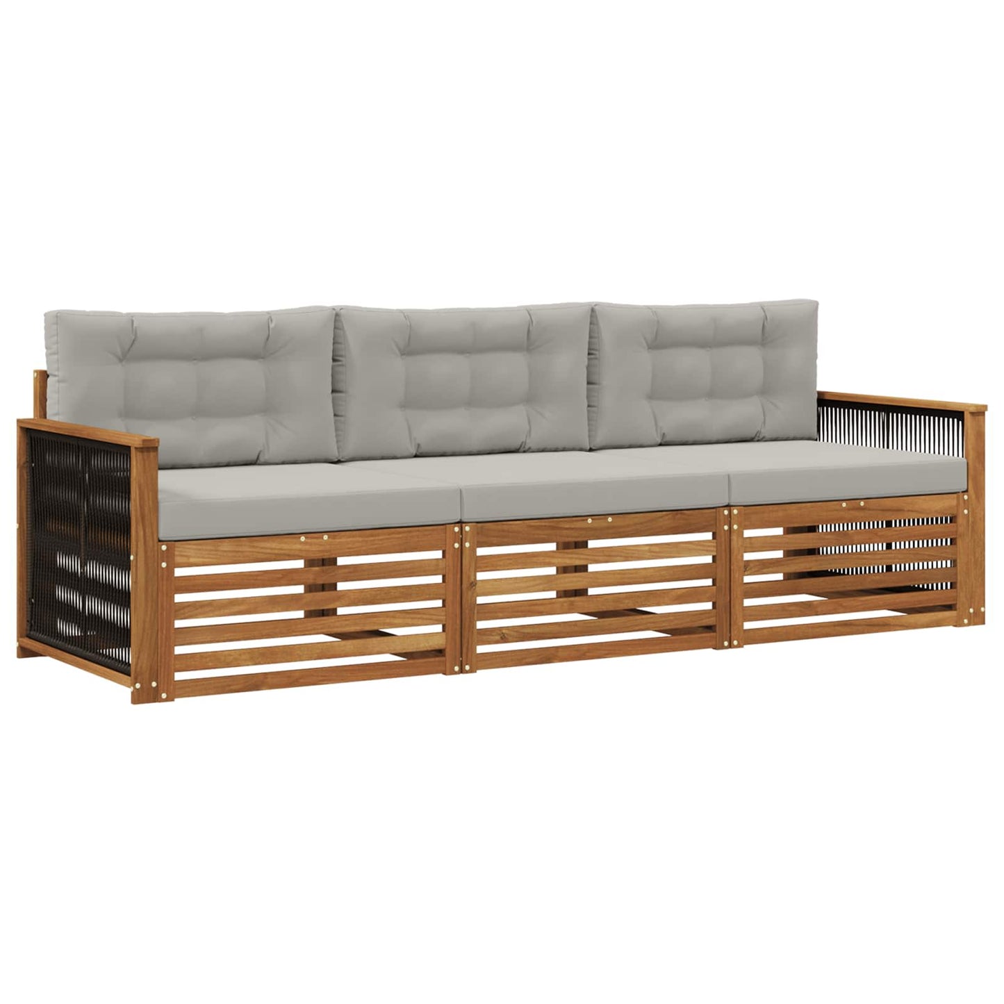 Outdoor-Sofagarnitur mit Kissen 3 pcs Natürlich und Hellgrau