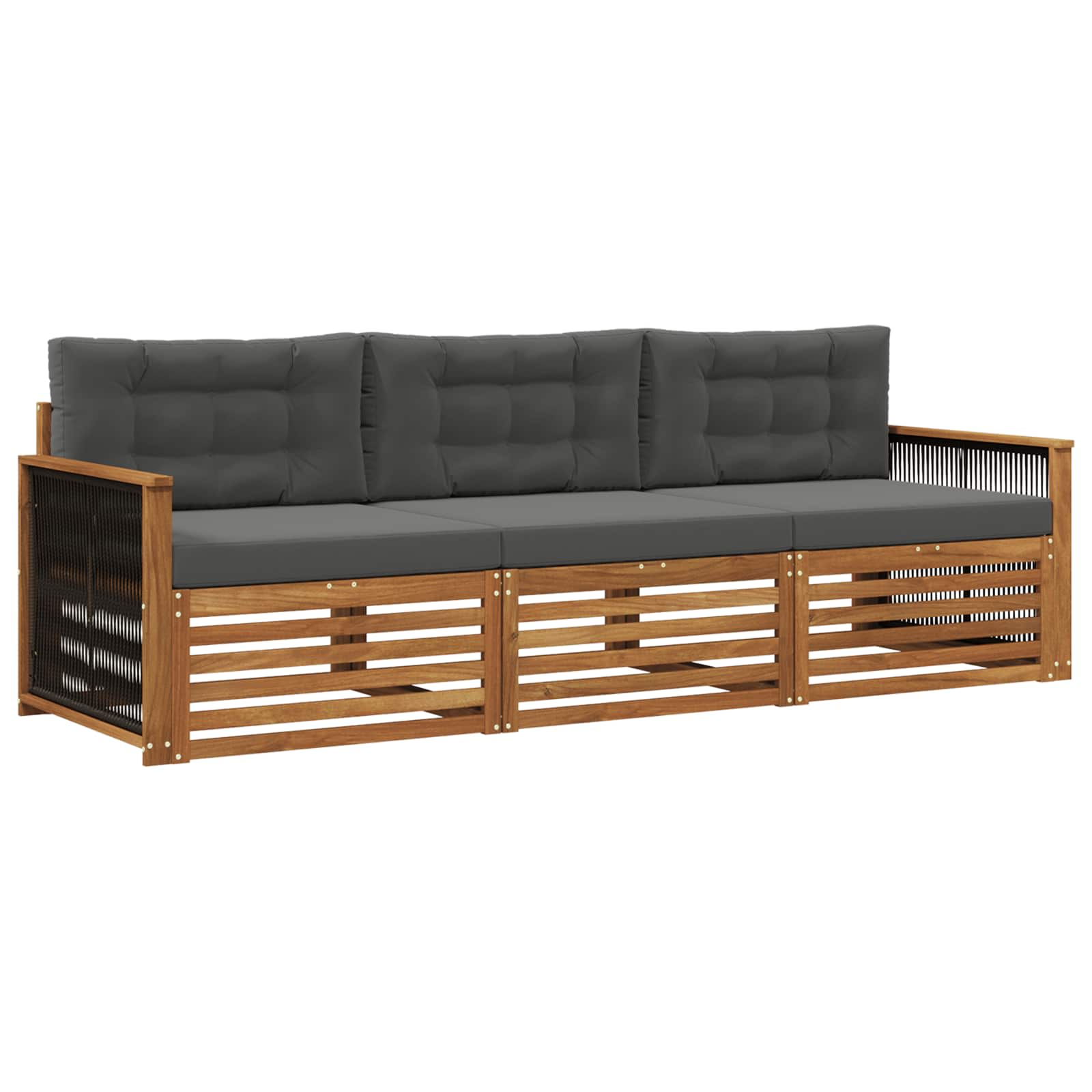 Outdoor-Sofagarnitur 3 stk. Natur und Anthrazit