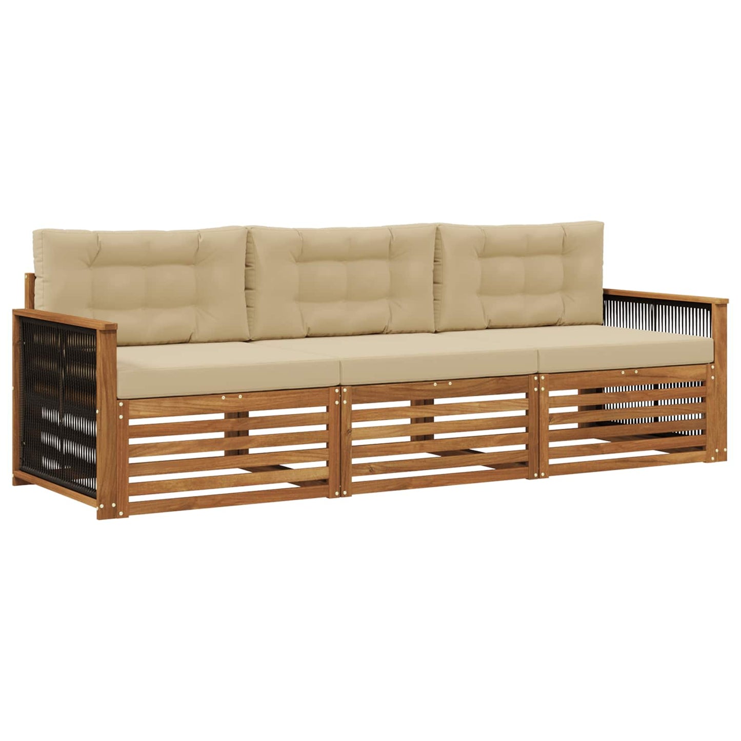 Outdoor-Sofagarnitur mit Kissen 3 pcs Natur und Beige
