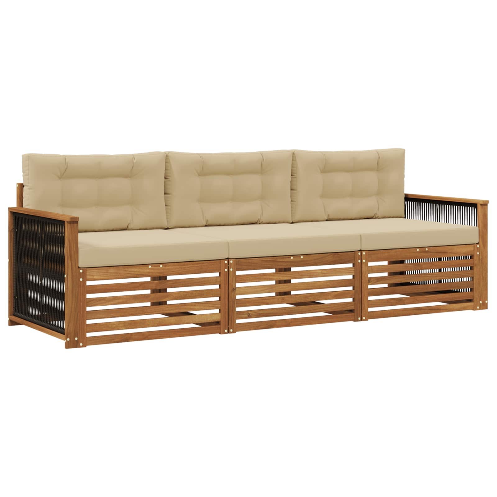 Outdoor-Sofagarnitur mit Kissen 3 pcs Natur und Beige