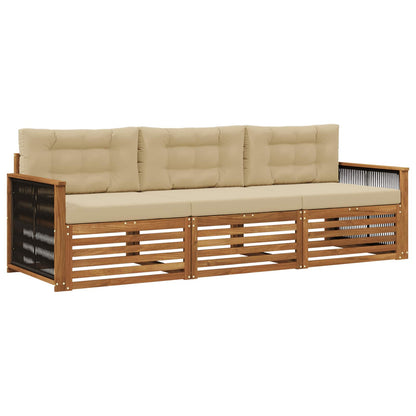 Outdoor-Sofagarnitur 3 stk. Natur und Beige