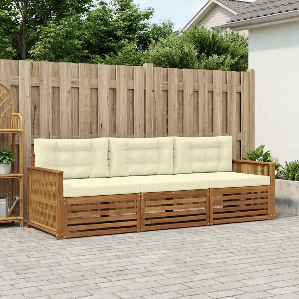 Outdoor-Sofagarnitur 3 stk. Natur und Creme