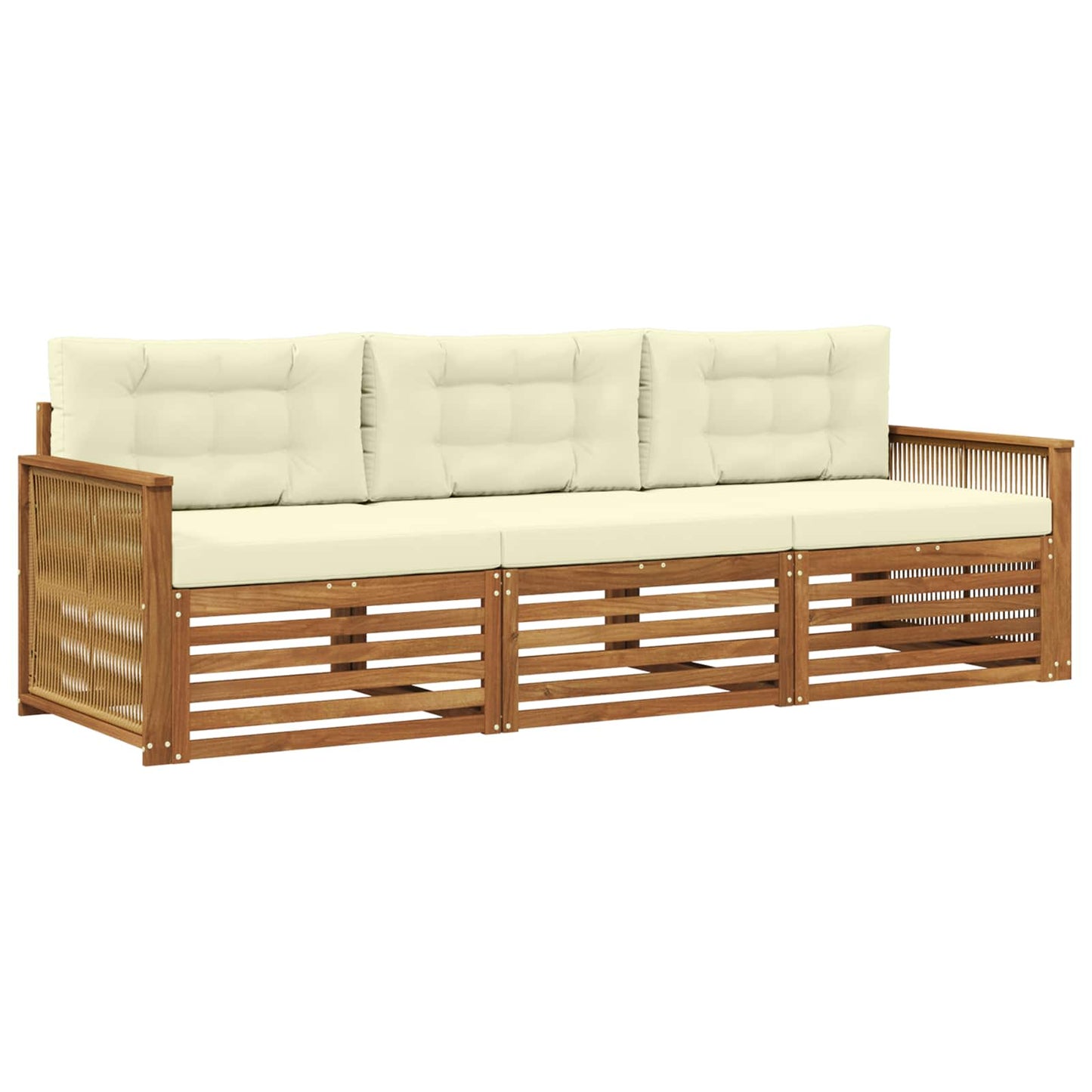 Outdoor-Sofagarnitur 3 stk. Natur und Creme