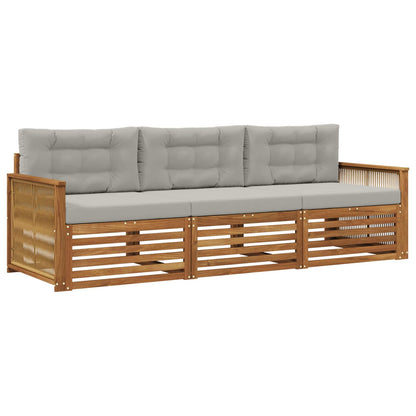 Outdoor-Sofagarnitur 3 stk. Natur und Hellgrau