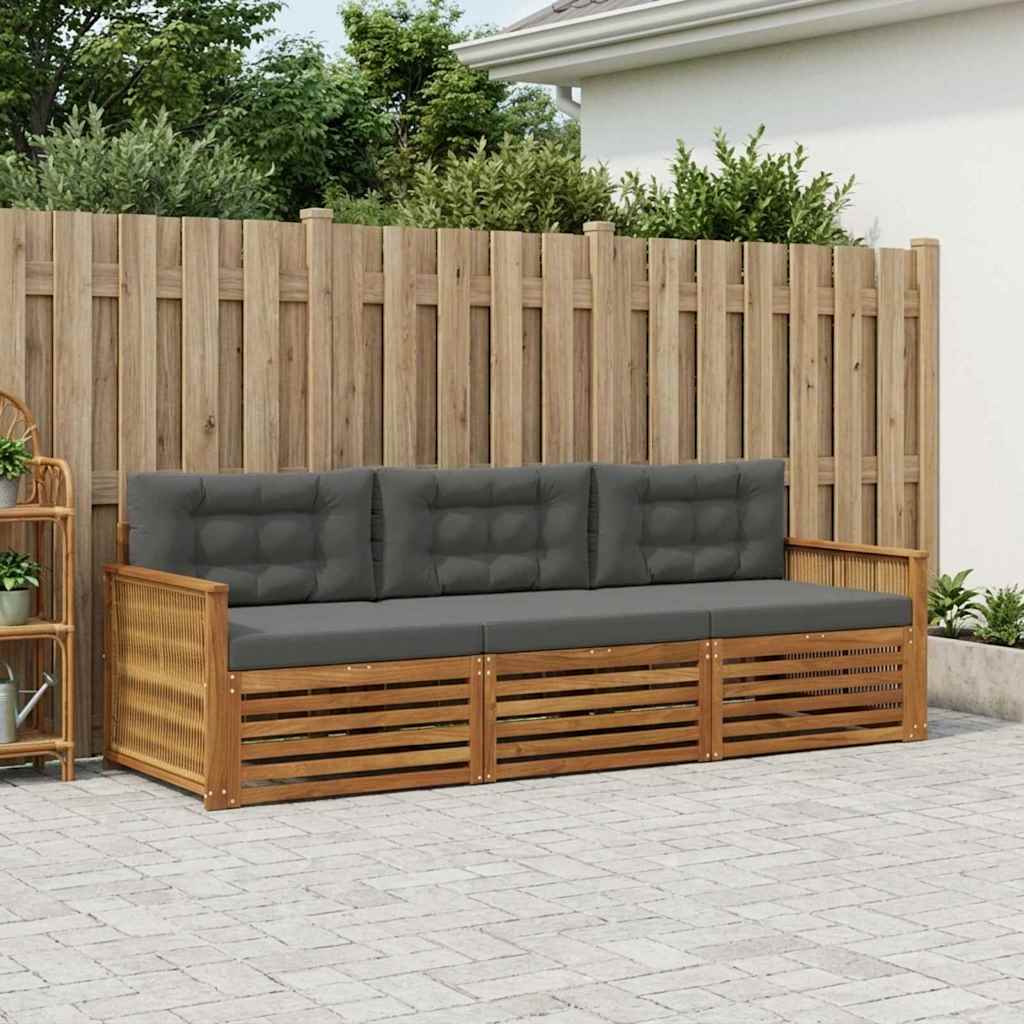 Outdoor-Sofagarnitur 3 stk. Natur und Anthrazit