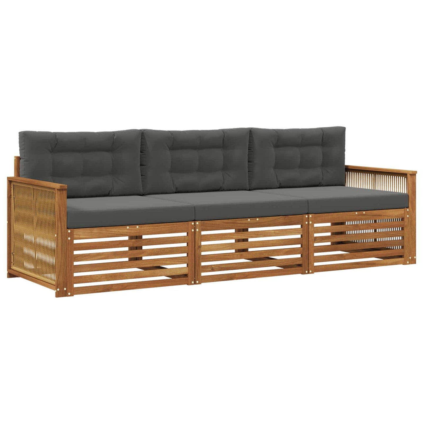 Outdoor-Sofagarnitur 3 stk. Natur und Anthrazit