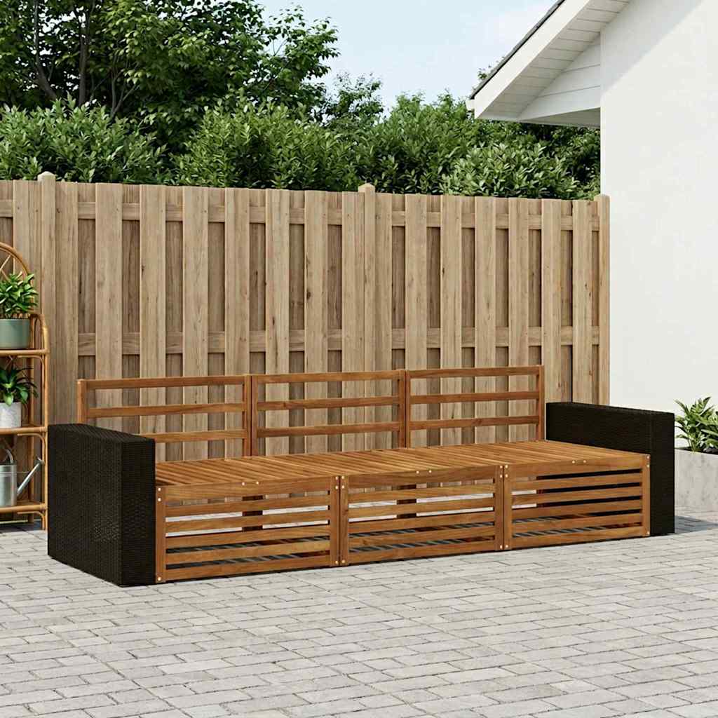 Outdoor-Sofagarnitur 3 pcs Natur Massivholz Akazie