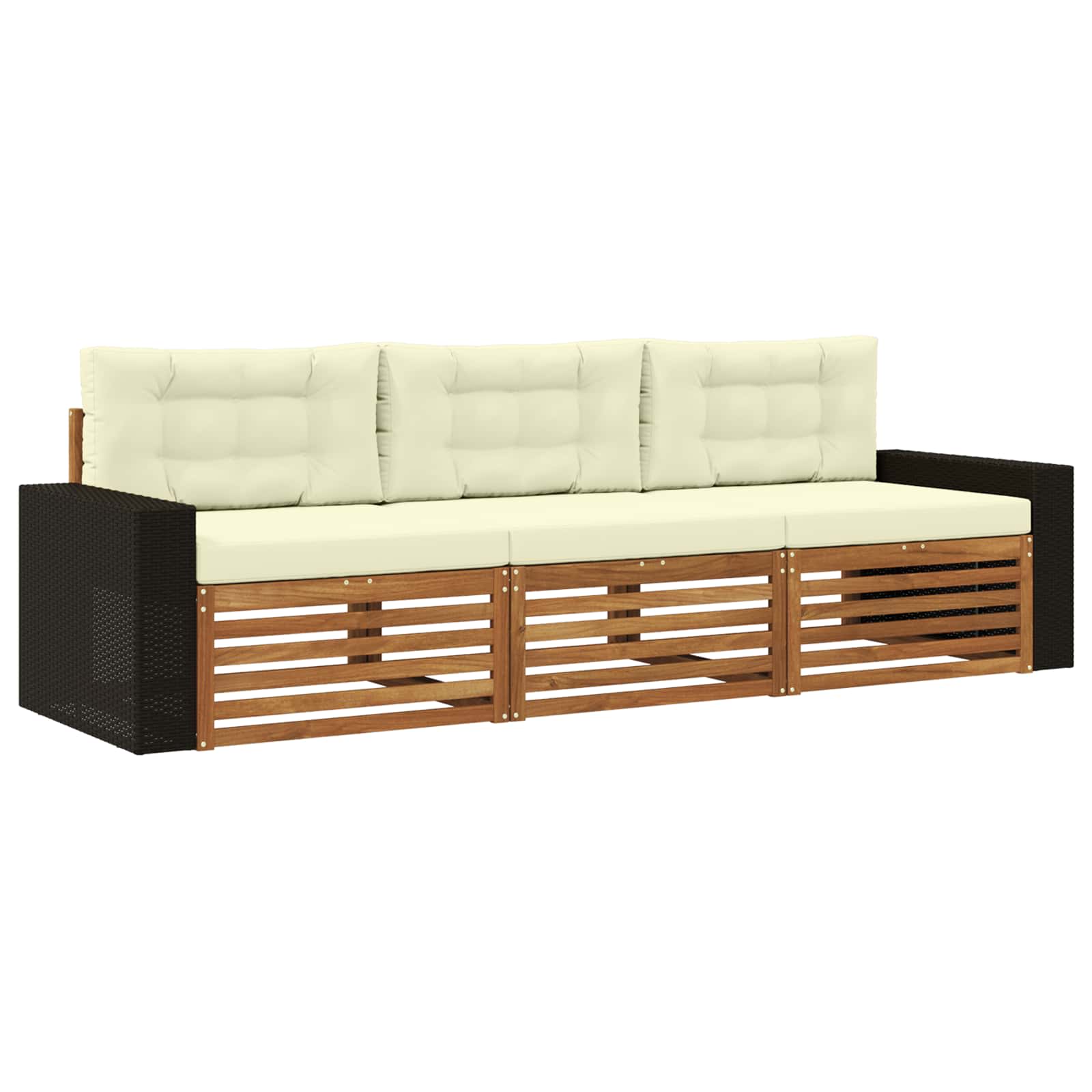 Outdoor-Sofagarnitur 3 stk. Natur und Creme Polyester