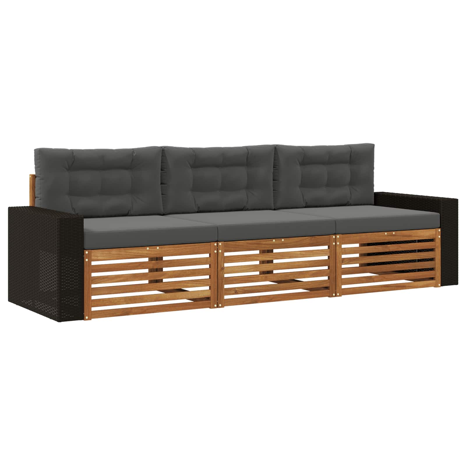 Outdoor-Sofagarnitur 3 pcs Natur und Anthrazit Polyester