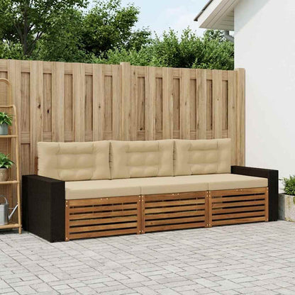Outdoor-Sofagarnitur 3 stk. Natur und Beige Polyester