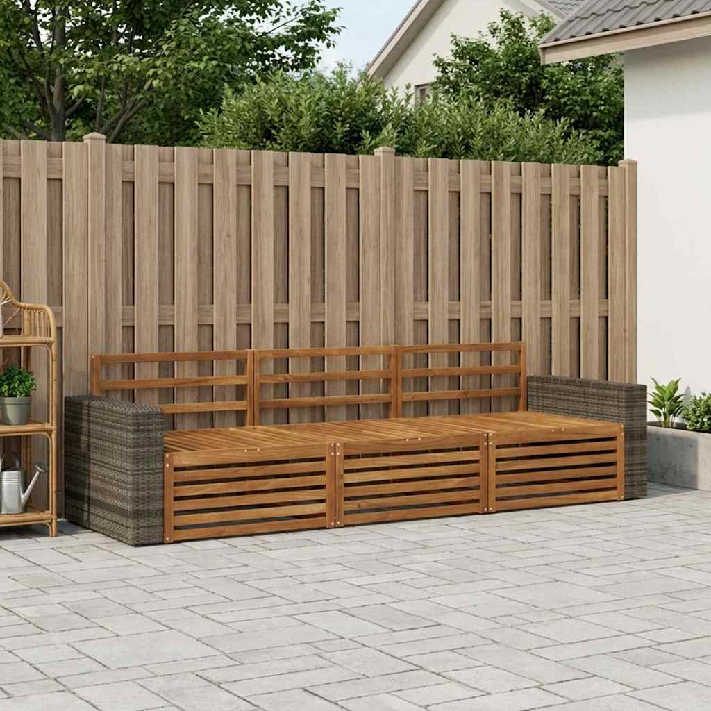Outdoor-Sofagarnitur 3 pcs Natur Massivholz Akazie