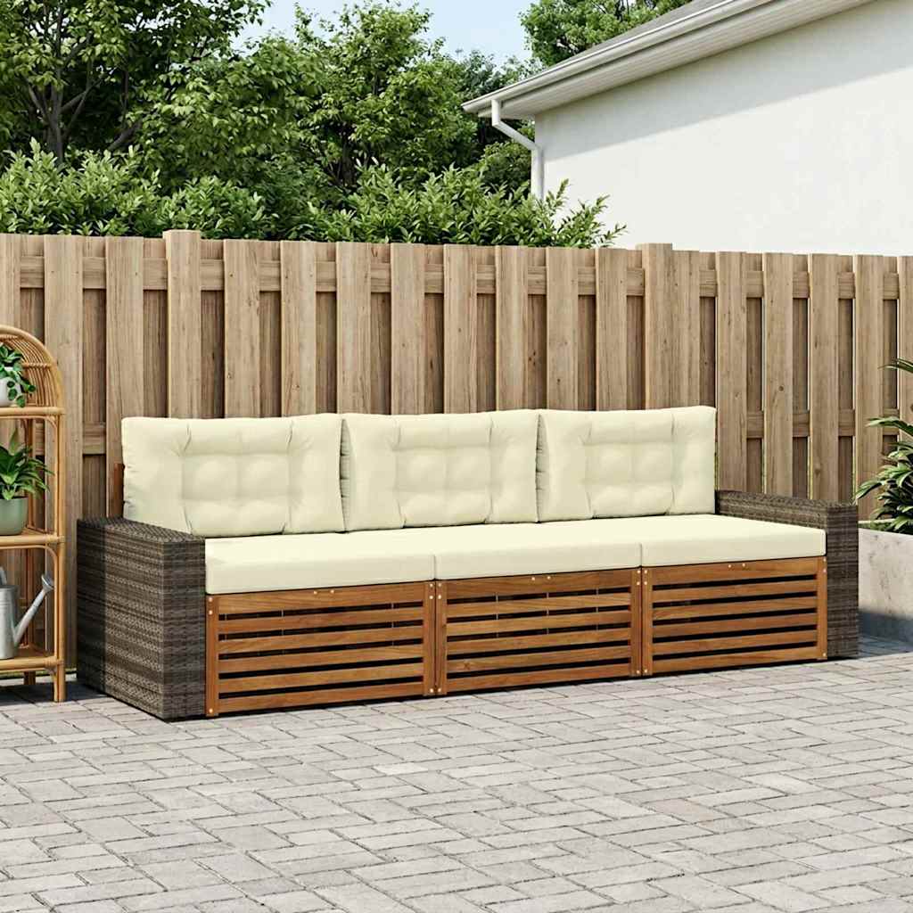 Outdoor-Sofagarnitur 3 stk. Natur und Creme Polyester