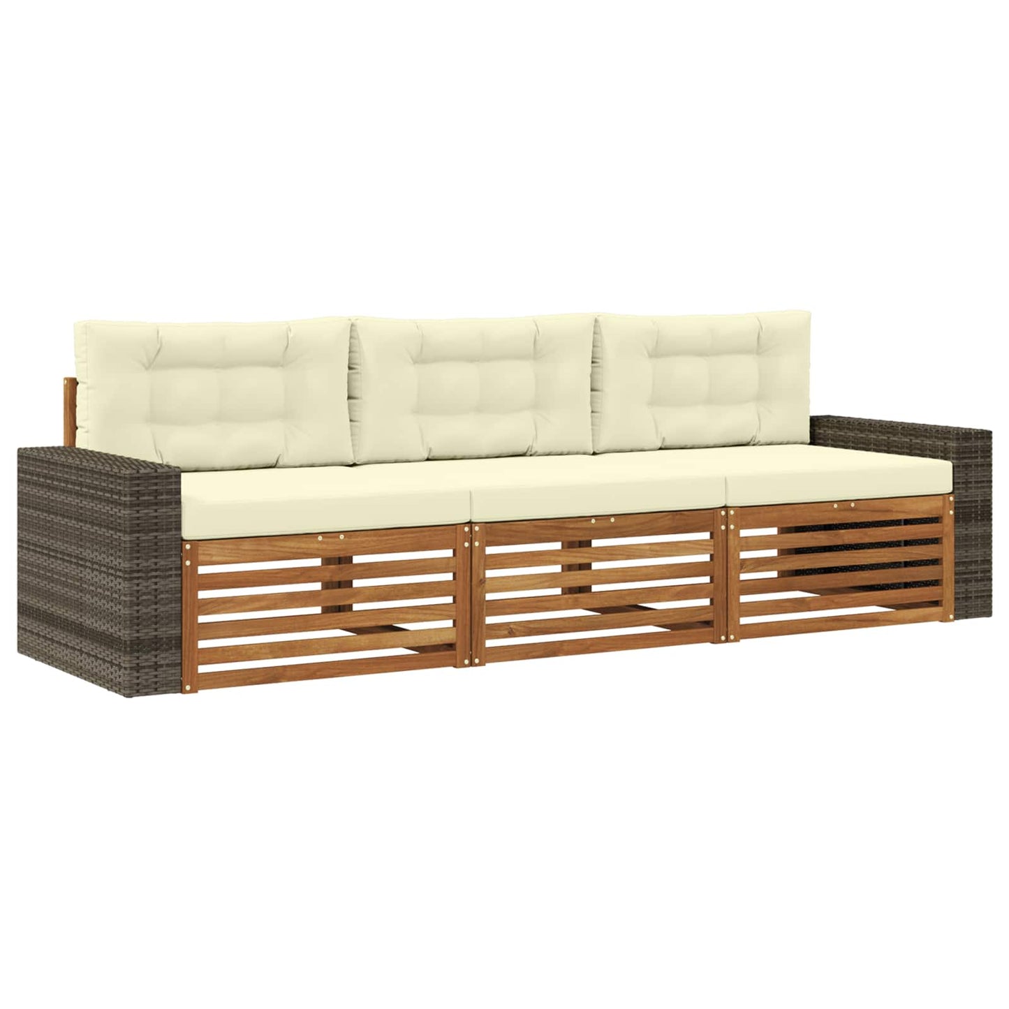 Outdoor-Sofagarnitur 3 stk. Natur und Creme Polyester
