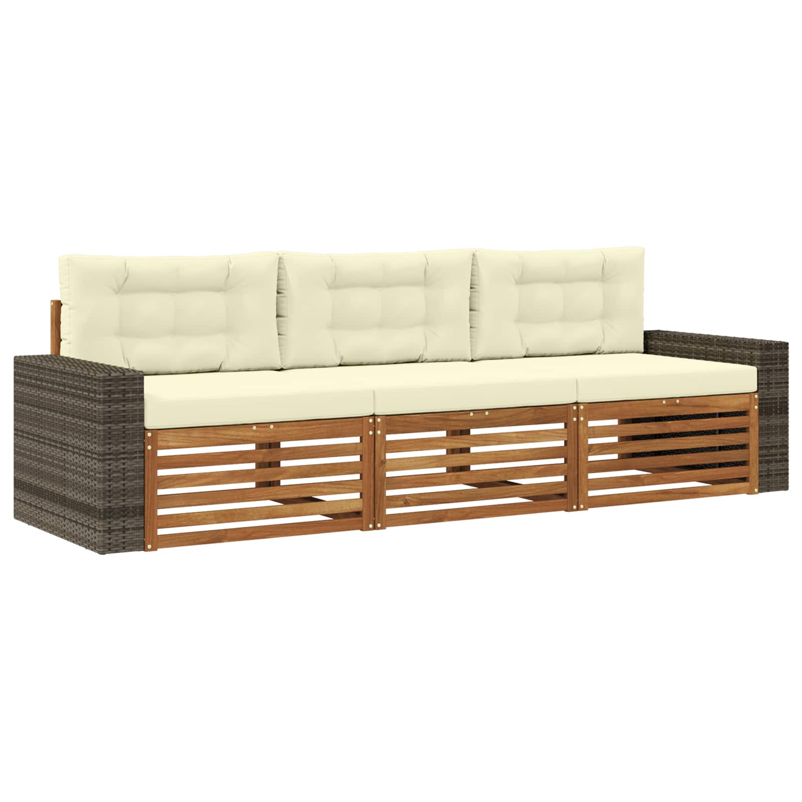 Outdoor-Sofagarnitur 3 stk. Natur und Creme Polyester