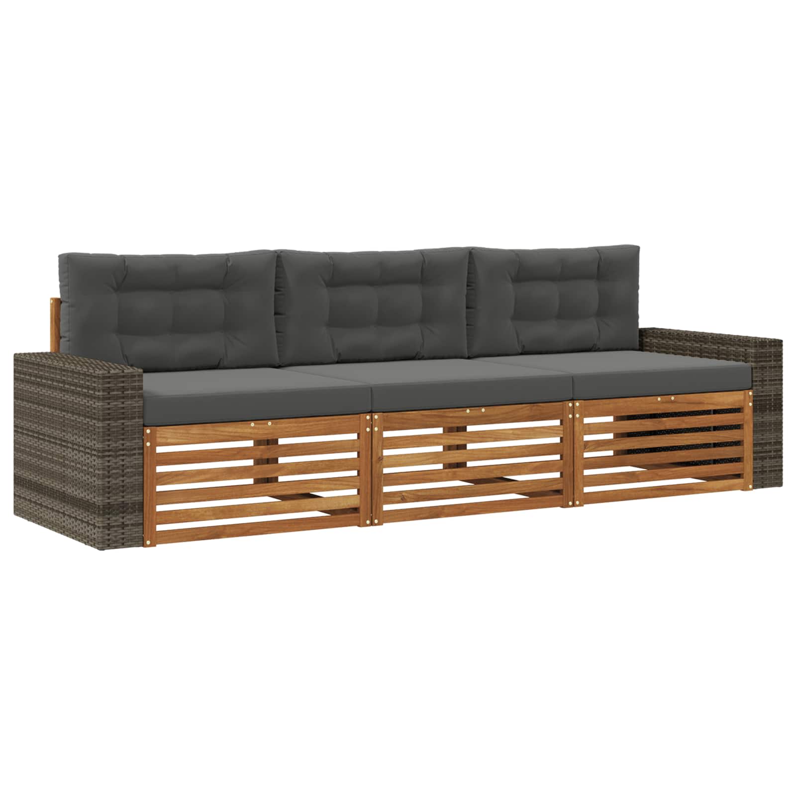 Outdoor-Sofagarnitur 3 pcs Natur und Anthrazit Polyester