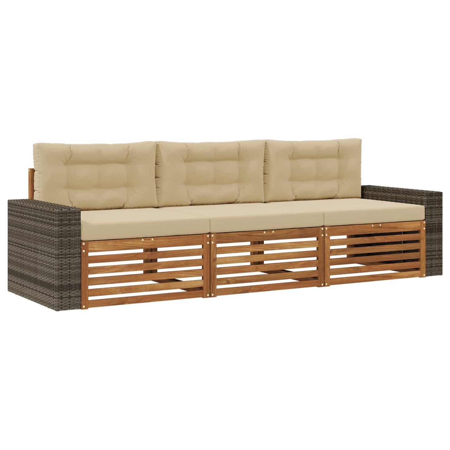 Outdoor-Sofagarnitur 3 stk. Natur und Beige Polyester