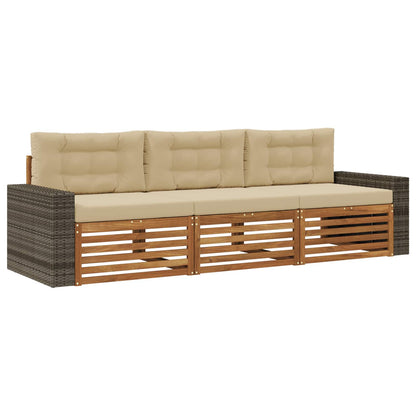 Outdoor-Sofagarnitur 3 stk. Natur und Beige Polyester