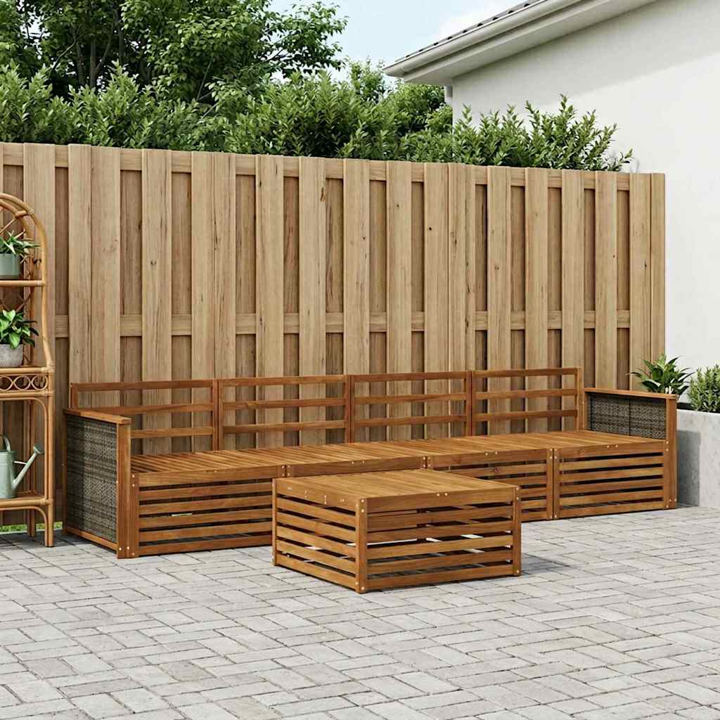 Outdoor-Sofagarnitur 5 pcs Natur Massivholz Akazie