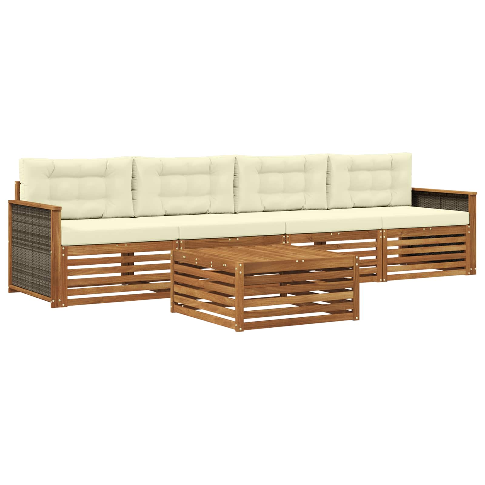 Outdoor-Sofagarnitur 5 stk. Natur und Creme