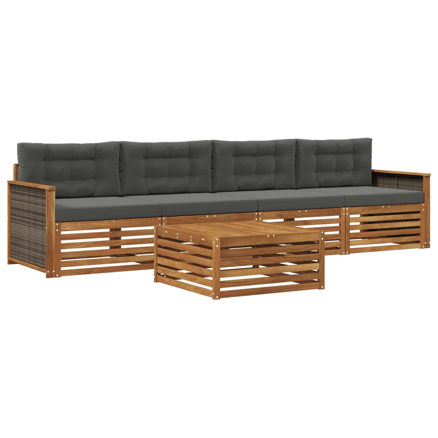 Outdoor-Sofagarnitur 5 stk. Natur und Anthrazit