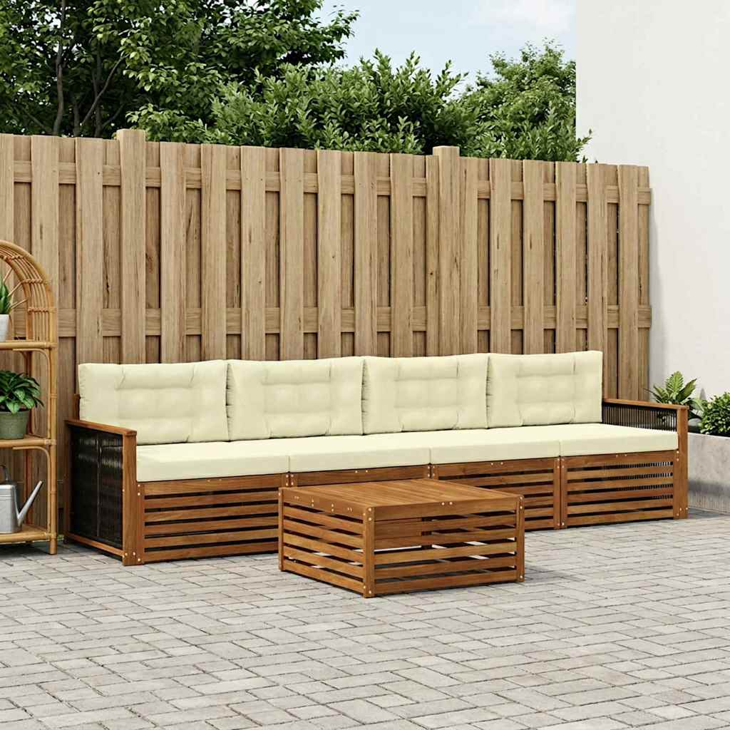 Outdoor-Sofagarnitur 5 stk. Natur und Creme