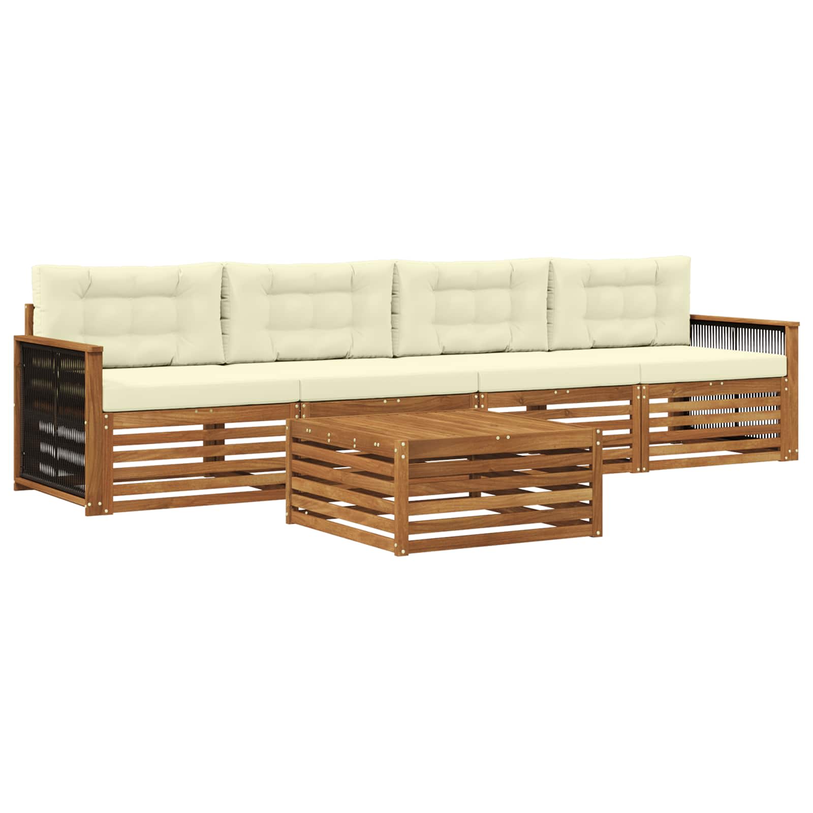 Outdoor-Sofagarnitur 5 stk. Natur und Creme