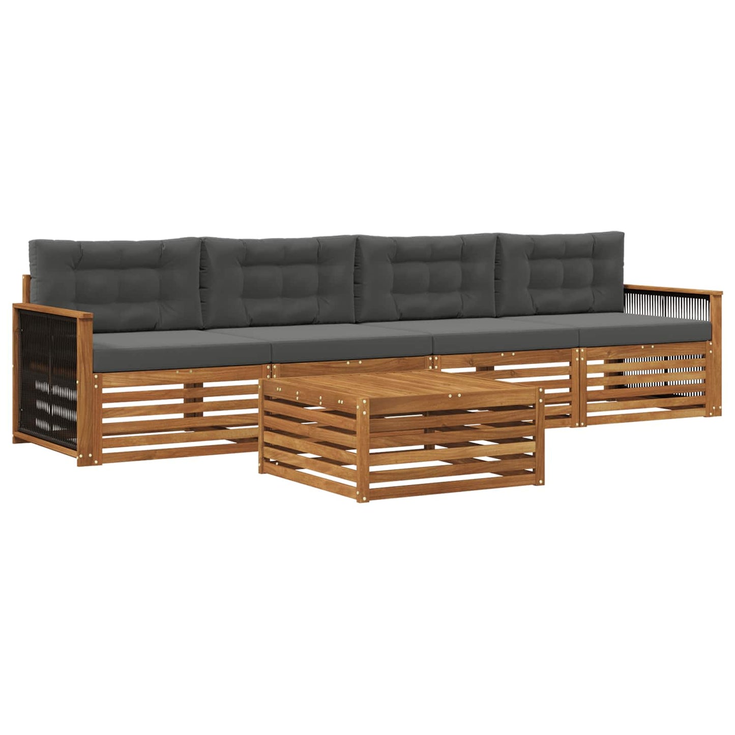 Outdoor-Sofagarnitur mit Kissen 5 pcs Natur und Anthrazit