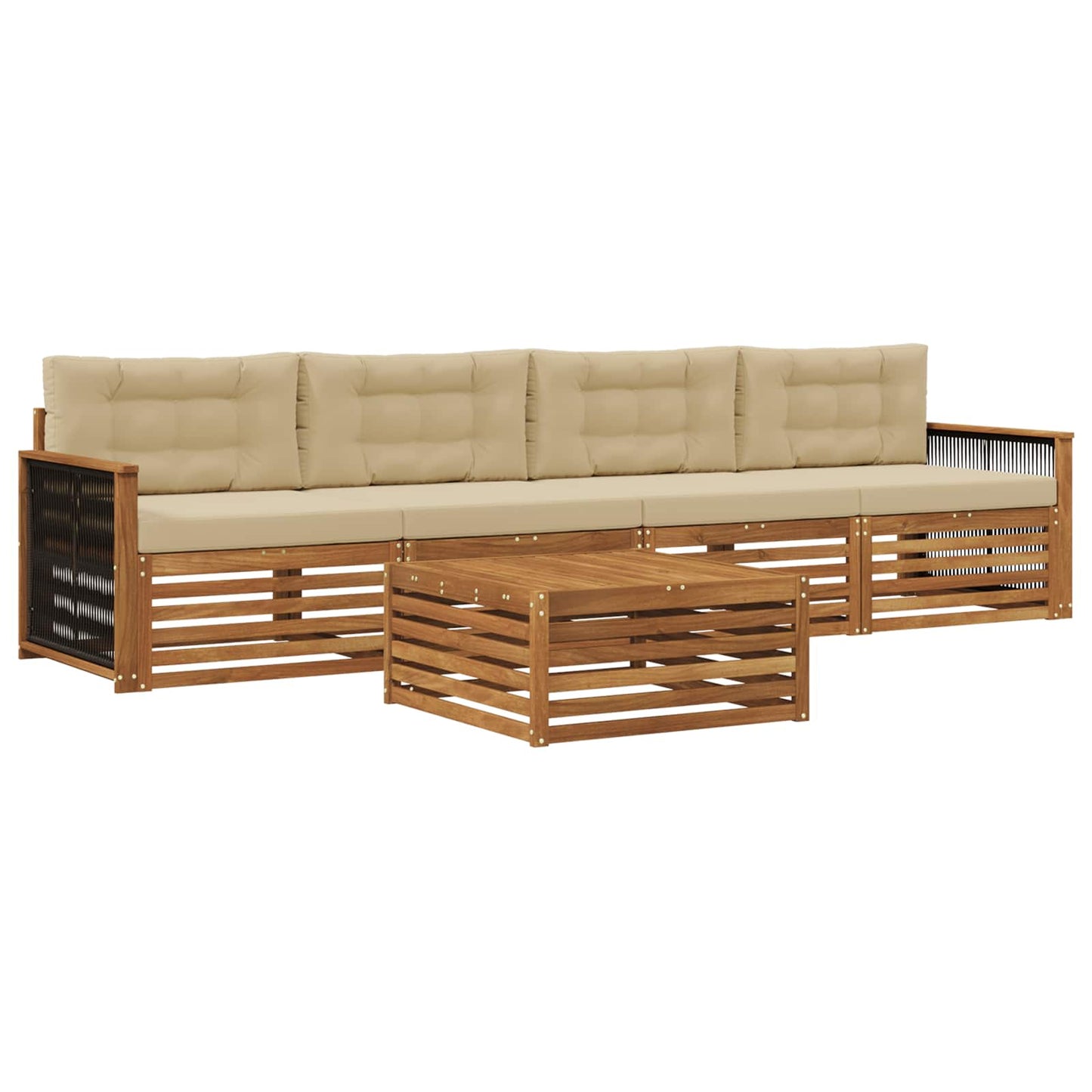 Outdoor-Sofagarnitur mit Kissen 5 pcs Natur und Beige