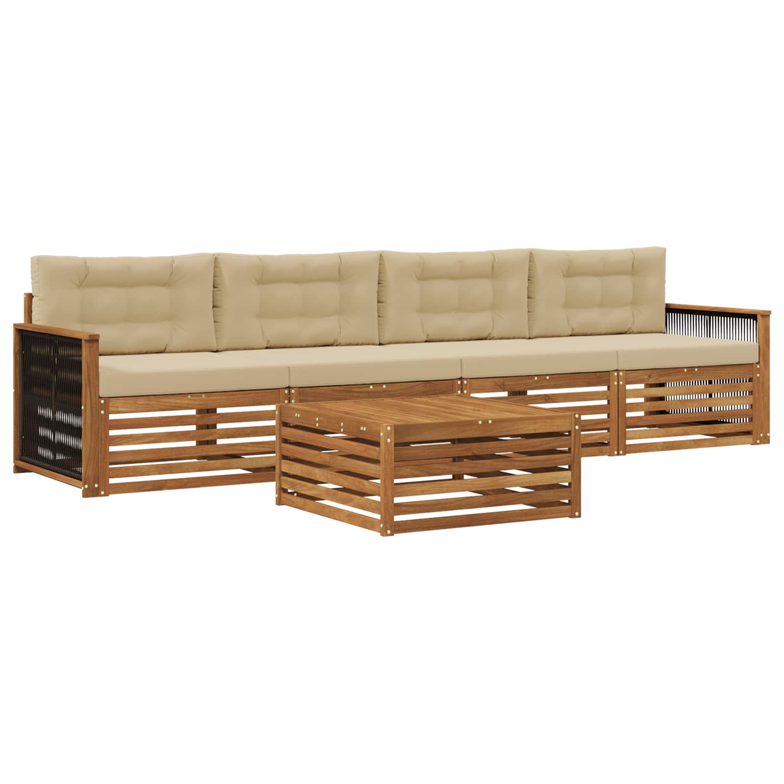 Outdoor-Sofagarnitur mit Kissen 5 pcs Natur und Beige