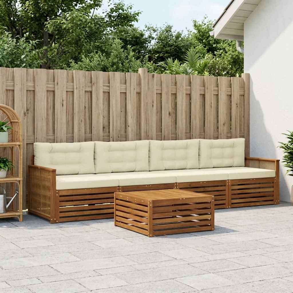 Outdoor-Sofagarnitur 5 stk. Natur und Creme