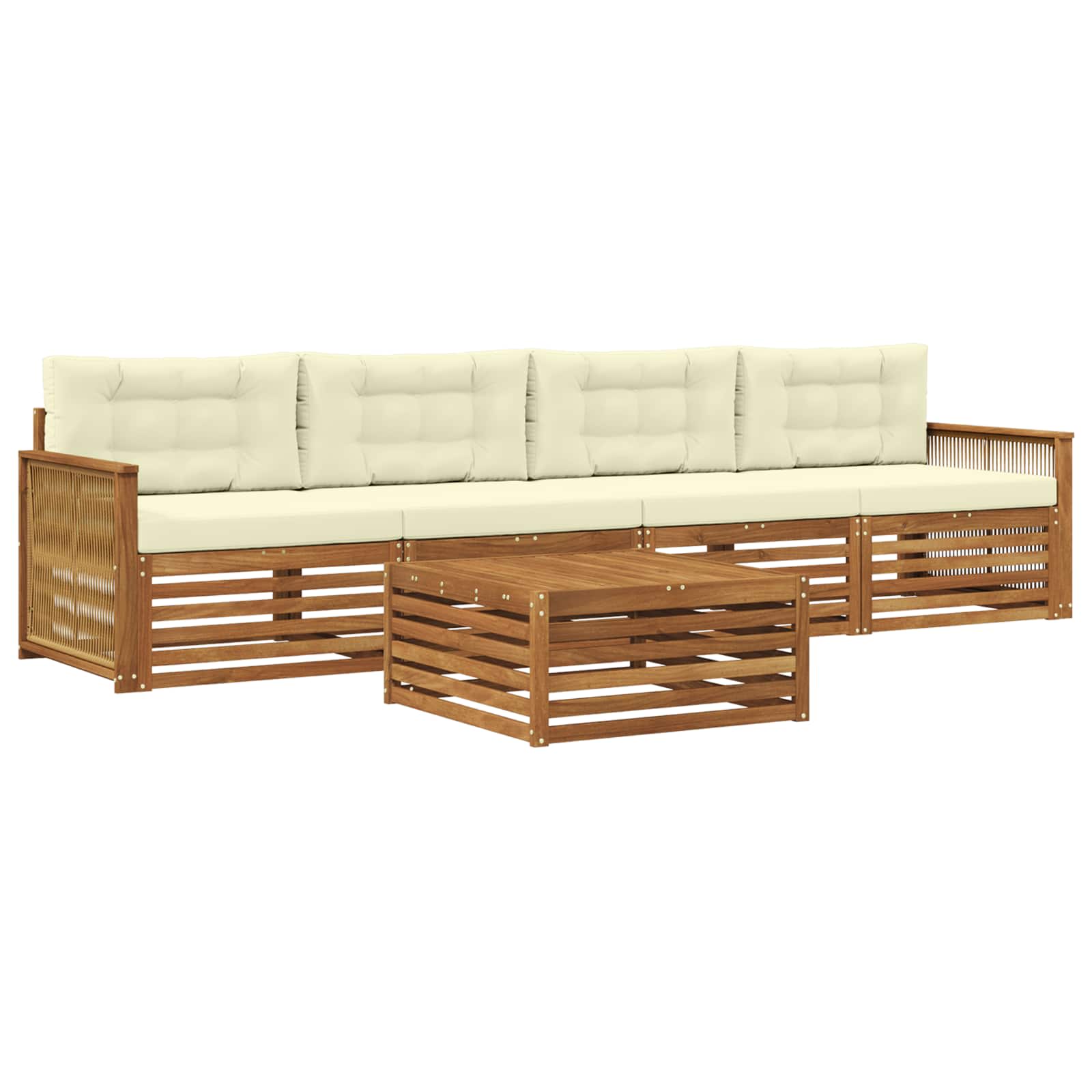 Outdoor-Sofagarnitur 5 stk. Natur und Creme