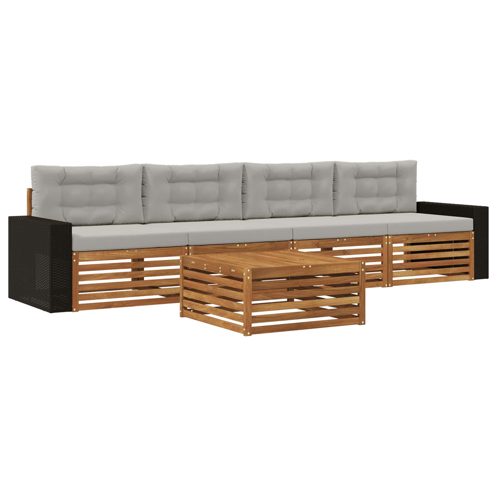 Outdoor-Sofagarnitur mit Kissen 5 pcs Natürlich und Hellgrau