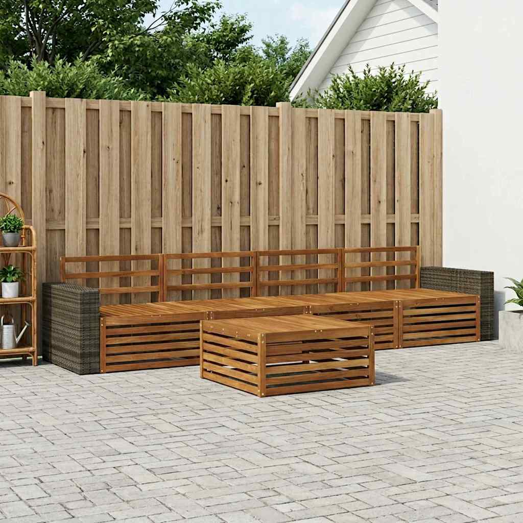 Outdoor-Sofagarnitur 5 stk. Natur Massivholz Akazie